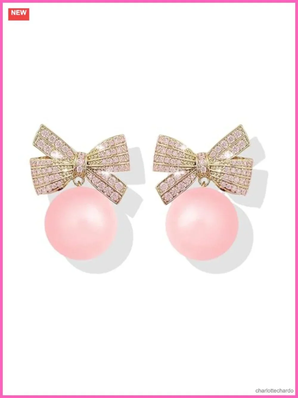 Pearl Bow Drop Earrings Gold Dangling French Wire Women Jewelry